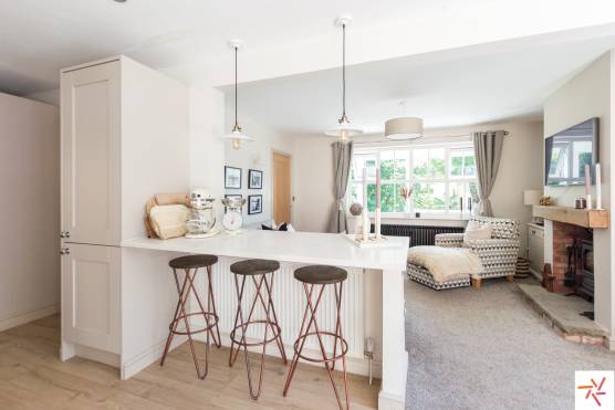 3284M 2 photo shoot location house in Manchester cosy open plan living room and breakfast bar dining area