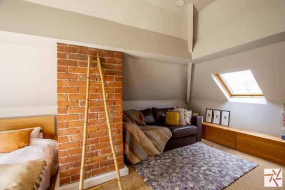 3333M 9 tv commercial location house in Manchester converted loft with exposed brickwork
