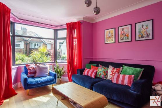 3348W 9 tv commercial location house in Leeds bright pink living room