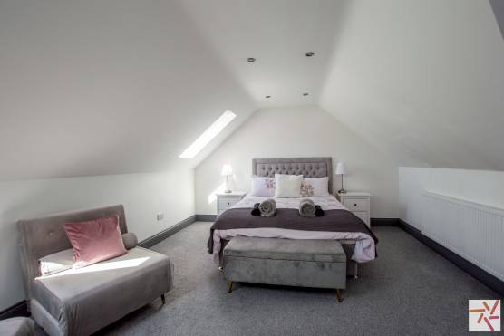 3354C 16 photo shoot location house in Cheshire modern bedroom with large windows