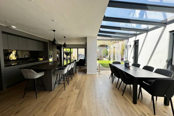 3470W 4 tv commercial location house in West Yorkshire with open plan dark kitchen